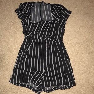 Black and white striped romper